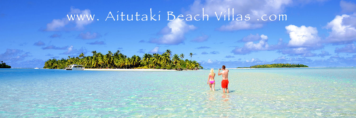 Holiday villas at Aitutaki Beach Villas showing beach, sunchairs, kayaks and hammocks