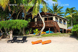 view of the absolute beachfront villa from the beach / lagoon edge