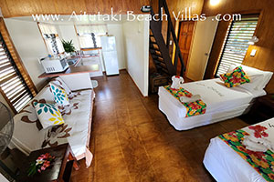 villa set up with two single beds instead of King bed